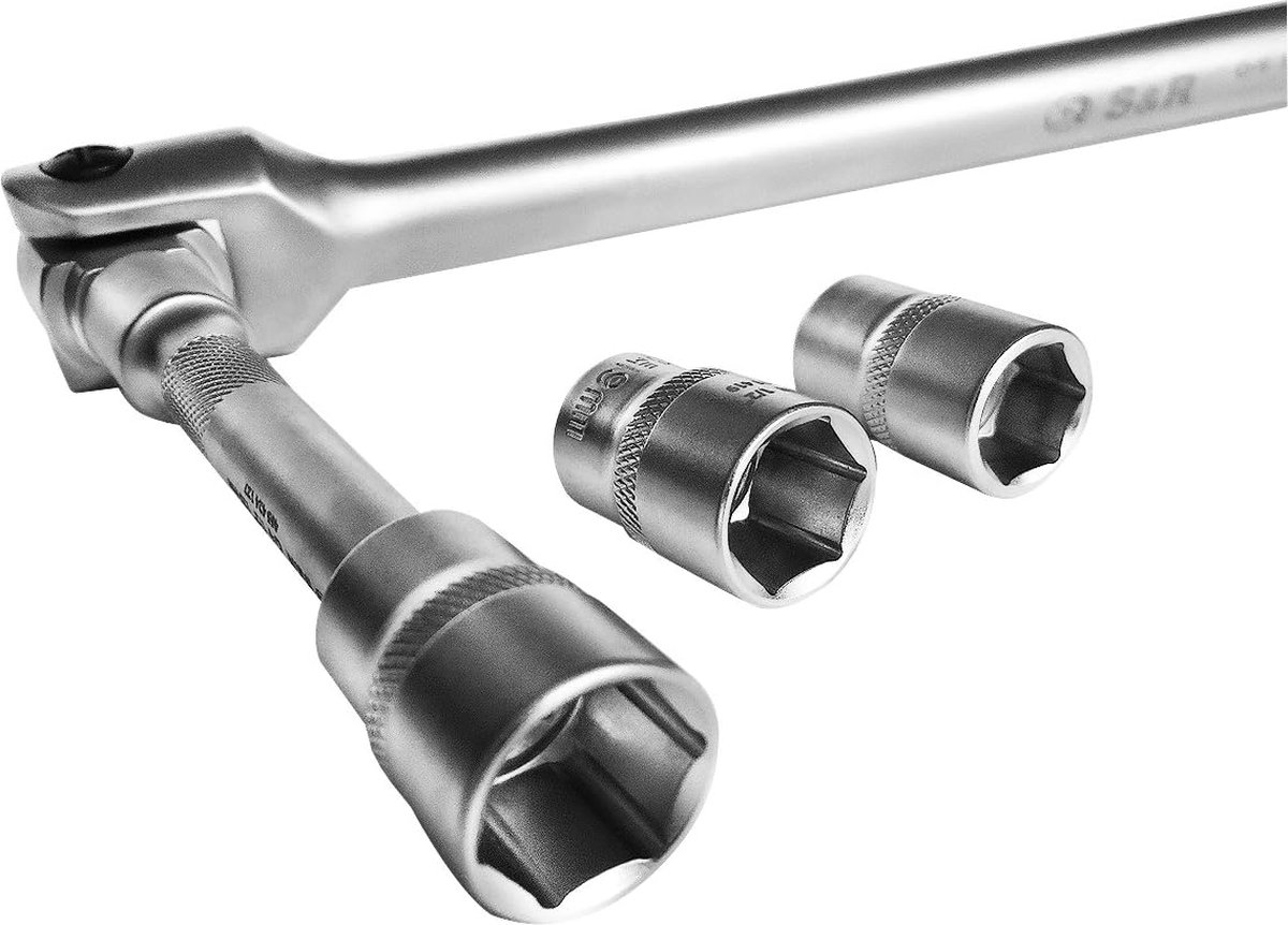 Scharnierende handgreep set 1/2 inch met verlenging en dopsleutelinzetstukken