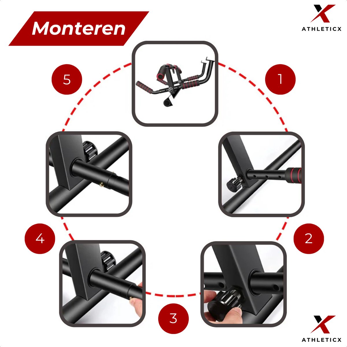 Athleticx Pull Up Bar, Robuust Design, Eenvoudige Montage