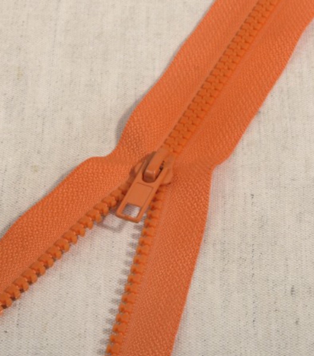 Deelbare rits 35cm oranje - polyester stevige rits met bloktandjes