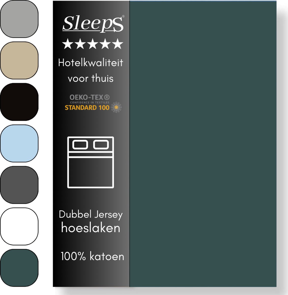 Sleeps Luxe Dubbel Jersey Hoeslaken Groen - 90 x 220 cm - 100% Hoogwaardige Katoen - Hoge Hoek - Strijkvrij