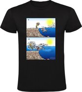 Opwarming van de aarde Heren T-shirt - haai - mens - zon - ijskappen - global warming - humor - grappig