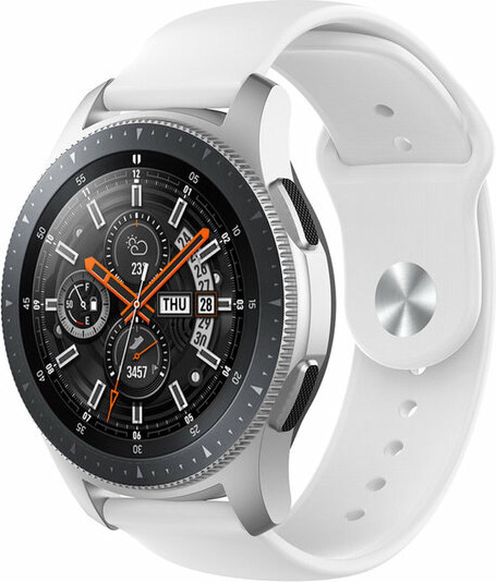 By Qubix - Compatible Samsung bandje - Rubberen sportband 22mm - Wit - Geschikt voor Samsung Galaxy Watch 3 (45mm) - Galaxy Watch 46mm - Gear S3 Classic & Frontier