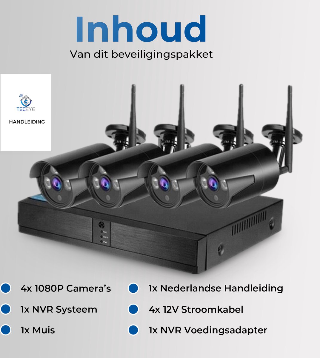Compleet Camera Beveiliging Set met 4x Wifi IP Camera - Draadloos - + 2TB HDD - Beveiligingscamera voor Buiten - Bewakingscamera - – foto 6
