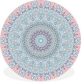 WallCircle - Wandcirkel ⌀ 30 - Mandala - Hippie - Bohemian - Blauw - Ronde schilderijen woonkamer - Wandbord rond - Muurdecoratie cirkel - Kamer decoratie binnen - Wanddecoratie muurcirkel - Woonaccessoires