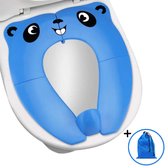 ZoeZo - Panda Toiletbril - Blauw - Opvouwbaar - Incl. opbergtasje - Kinderen - Hygiënisch - WC- bril verkleiner - Zindelijkheidstraining - Toilettrainer - Toilet zitje
