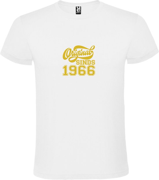 Wit T-Shirt met “Original Sinds 1966 “ Afbeelding Goud Size XXXL