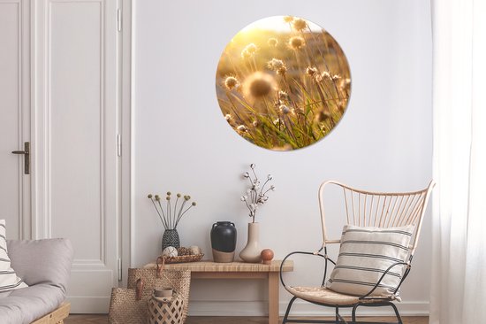 WallCircle - Stickers muraux - Cercle Papier Peint - Plantes - Nature - Fleurs - Soleil - Horizon - 100x100 cm - Cercle Mural - Auto Adhésif - Sticker Papier Peint Rond XXL