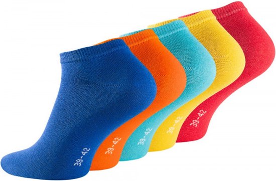 10 paires de chaussettes baskets colorées unisexes en 5 couleurs taille 35-38