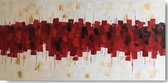 Schilderij abstract rood 140 x 70 Artello - handgeschilderd schilderij met signatuur - schilderijen woonkamer - wanddecoratie - 700+ collectie Artello schilderijenkunst