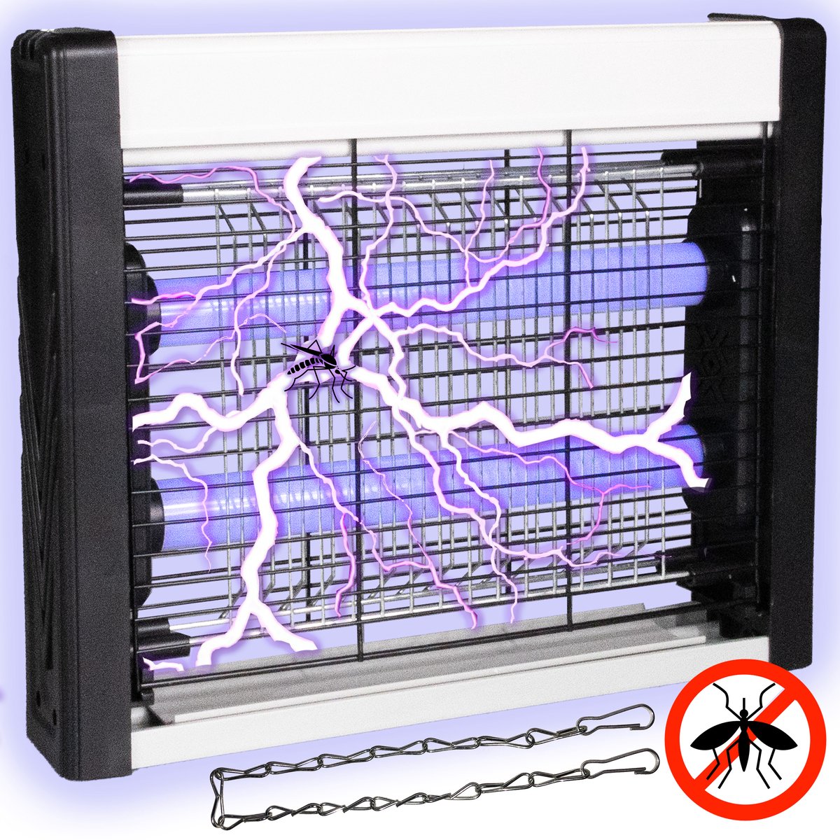 Silvergear Muggenlamp voor Binnen - Vliegenlamp Elektrisch - Insectenlampen - Met Ophangbeugel - Zwart