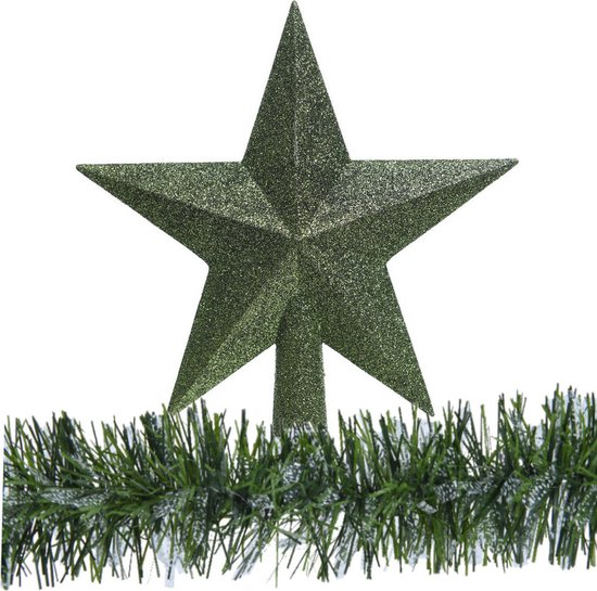 Green Glow - Kerstboomtopper ster van 25 cm metaal voor het versieren