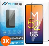 Mobigear Screenprotector geschikt voor Samsung Galaxy M52 Glazen | Mobigear Premium Screenprotector - Case Friendly - Zwart (3-Pack)