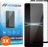 Mobigear Screenprotector geschikt voor Sony Xperia 5 IV Glazen | Mobigear Premium Screenprotector - Case Friendly - Zwart (3-Pack)