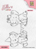 NCCS021 Nellie Snellen Clearstamp - Nellie's Cuties - stempel olifant Happy Birthday - olifantjes verjaardag kind