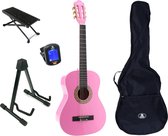LaPaz 002 PI klassieke gitaar 3/4-formaat roze + accessoires