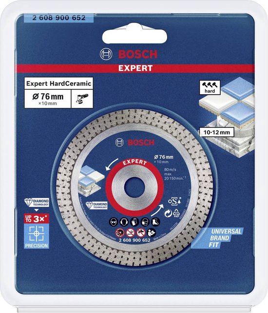 Bosch Accessories 2608900652 EXPERT HardCeramic Diamanten doorslijpschijf Diameter 76 mm Boordiamet - Bosch Accessories