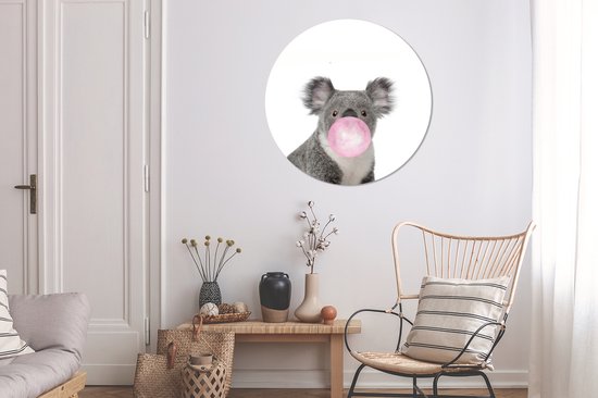 Cercle mural enfants - Décoration murale garçons - Filles - Koala - Animaux sauvages - Rose - Chewing-gum - Déco Kinder - Cercle mural - 90x90 cm - Plastique