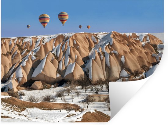 Muurstickers - Sticker Folie - Sneeuw - Luchtballon - Turkije - 40x30 cm - Plakfolie - Muurstickers Kinderkamer - Zelfklevend Behang - Zelfklevend behangpapier - Stickerfolie