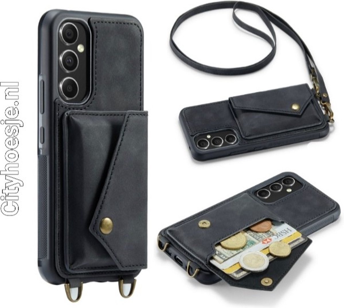 Casemania - iPhone 14 Pro Max - Bookcase incl. Pasjeshouder - Zwart
