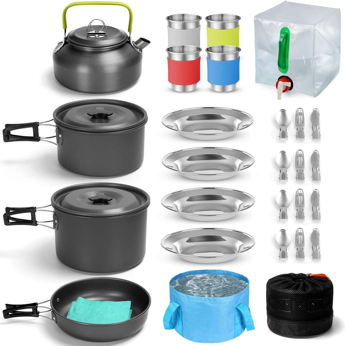 Vaisselle Camping Kit Batterie Cuisine Empilable 6-7 Personnes