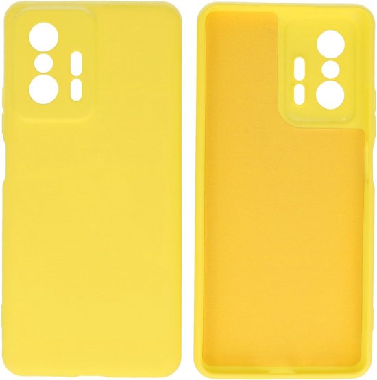 Hoesje Geschikt voor Xiaomi 11T - 2.0mm Dikke Fashion Telefoonhoesje Backcover - Siliconen Hoesje - Geel