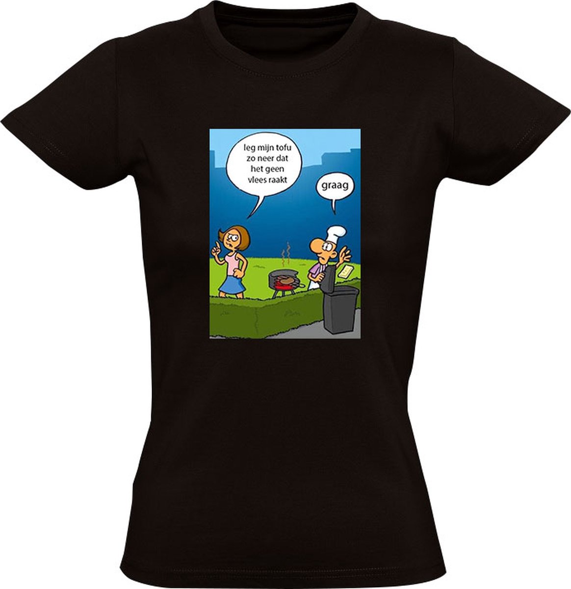 Barbecue Dames T-shirt - tofu - tofoe - tahoe - vlees - barbeque - bbq - grappig