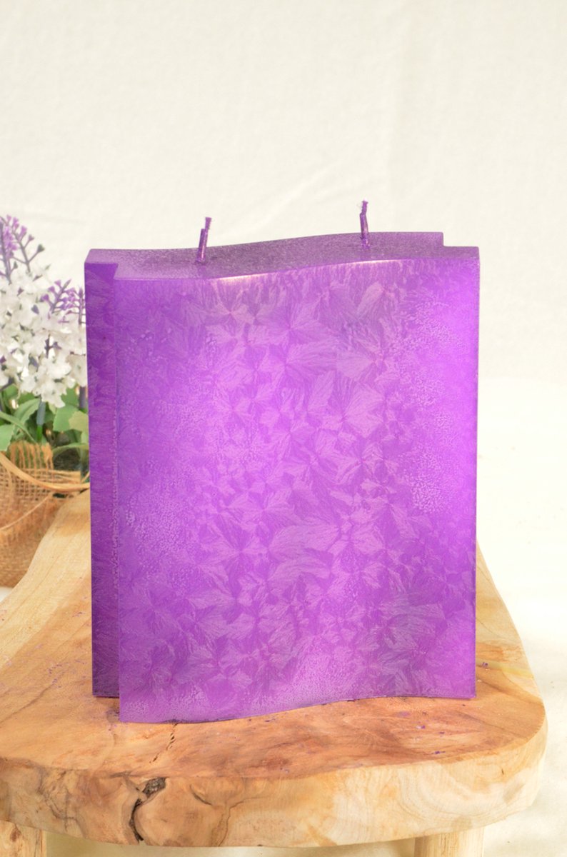 Candles by Milanne, ADAMO kaars met 2 pitten in LILA POLYMICO, hoogte: 18 cm - BEKIJK VIDEO
