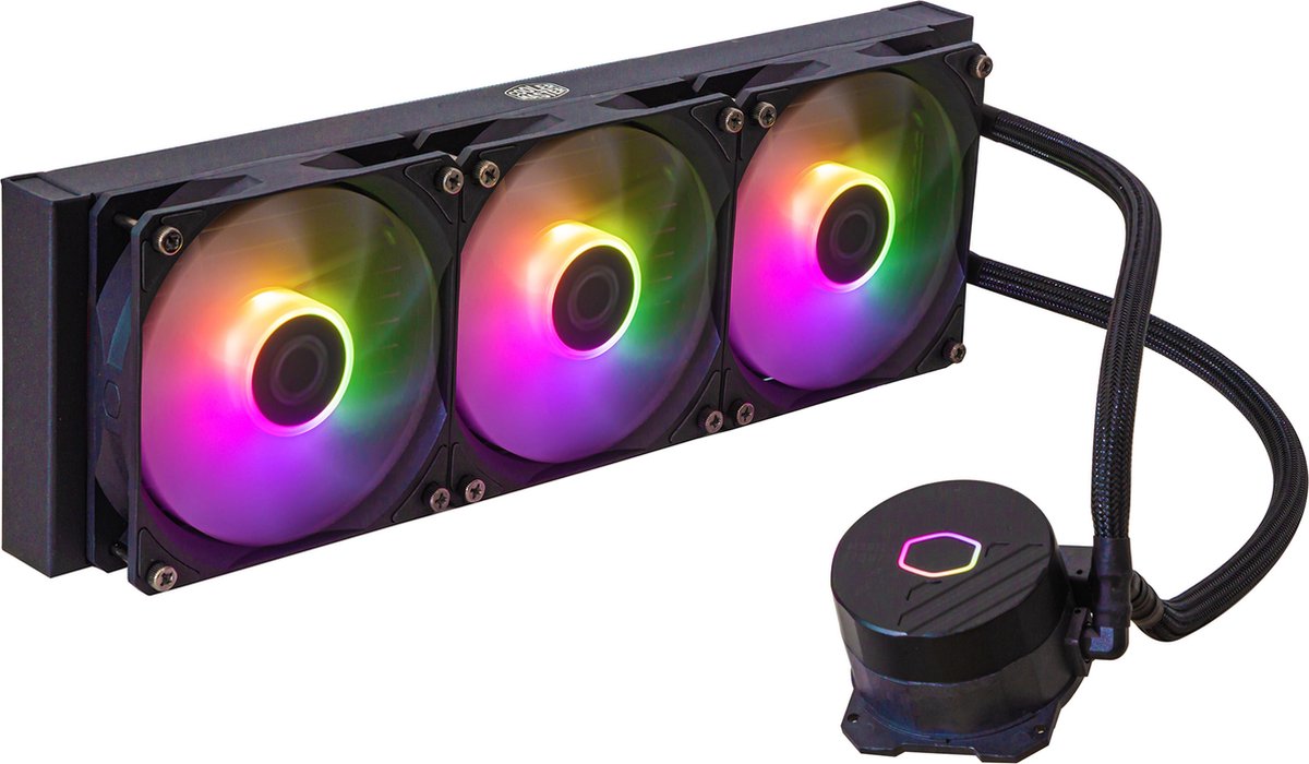 Cooler Master MasterLiquid 360L Core ARGB - Vloeistofkoelsysteem processor - afmeting radiator: 360 mm - (voor: LGA 1700, LGA1200, LGA1151, LGA1150, LGA1155, LGA1156 - AMD AM5, AM4, AM3+, AM3, AM2+, AM2, FM2+, FM2, FM1) - 3x 120 mm RGB Fan - zwart - Cooler Master