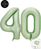 Cijfer Helium Folie Ballon XXL - 40 jaar cijfer - Olive - Groen - Satijn - Nude - 100 cm - leeftijd 40 jaar feestartikelen verjaardag