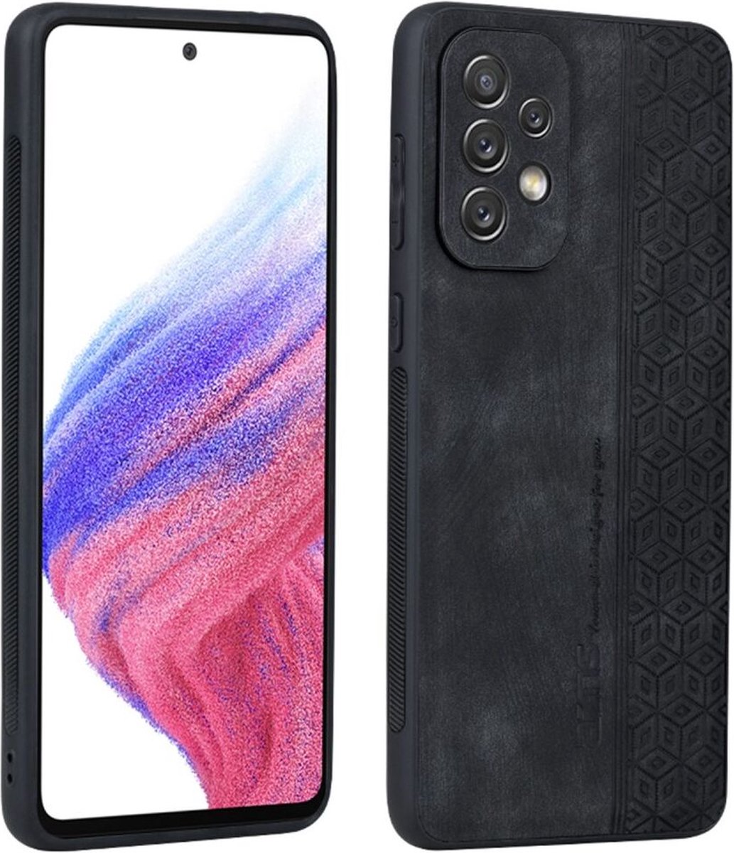 AZNS Hoesje met Kunstleer Coating Back Cover Zwart Geschikt voor Samsung Galaxy A53