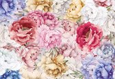 Fotobehang - Vlies Behang - Kleurrijke Pioenrozen - Bloemen - 368 x 254 cm