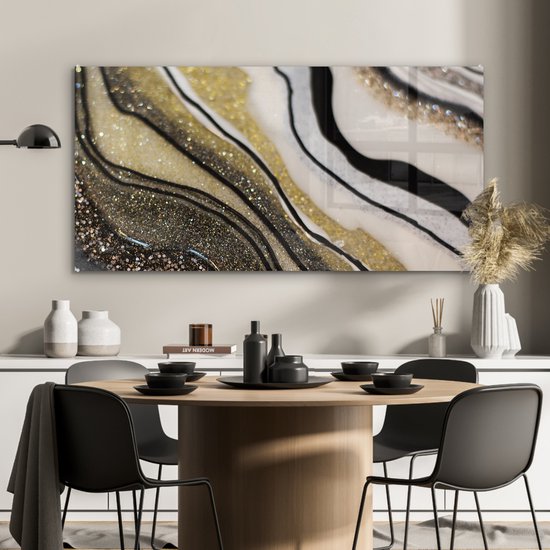MuchoWow® Peinture sur verre 120x60 cm - Peinture sur verre acrylique - Pierre précieuse - Abstrait - Marbre - Nature - Photo sur verre - Peintures