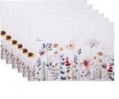 HAES DECO - Set de 6 Napperons - taille 48x33 cm - coloris Wit / Vert - en 100% Katoen - Collection : Flowerbomb