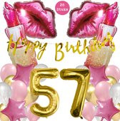 Snoes Mega Beauty Helium Ballonnen Set 57 Jaar - Roze Helium Folieballonnen - Slinger Happy Birthday Goud