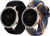 kwmobile Horlogebandjes geschikt voor Huawei Watch GT3 (42mm) / Watch GT2 (42mm) / Watch 2 - 2 x Nylon Smartwatch bandje in zwart / blauw / geel.