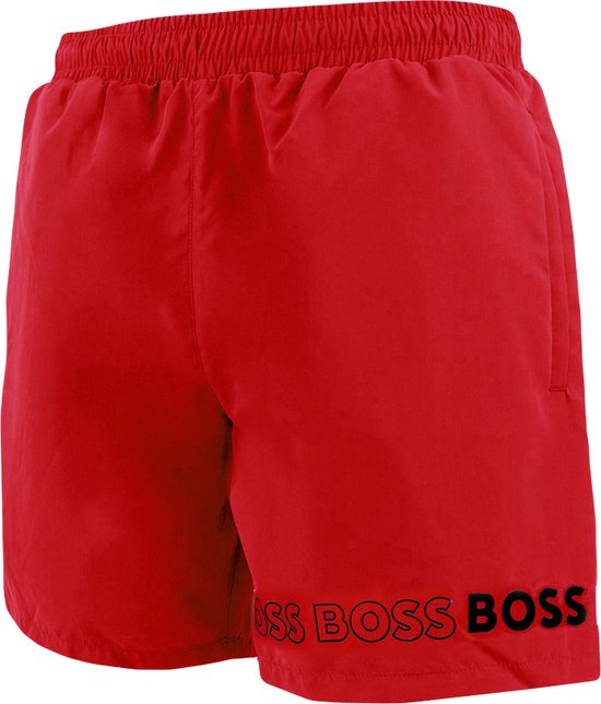 Hugo Boss dolphin plus size zwemshort rood XXL