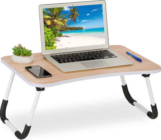 Relaxdays laptoptafel inklapbaar - schoottafel laptop bank - bedtafel groot - knietafel