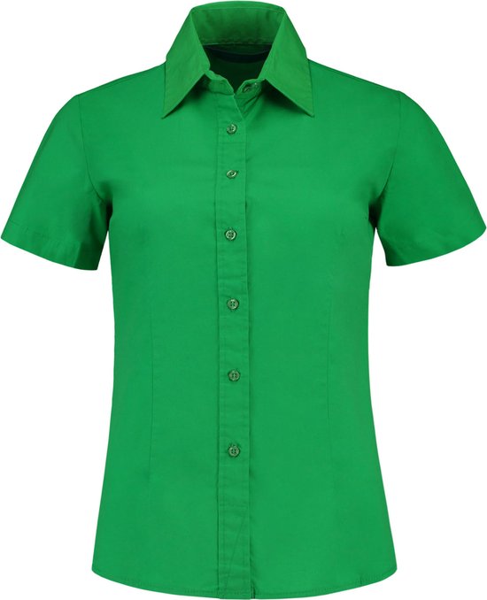 L&S Shirt poplin met korte mouwen voor dames kelly green - M