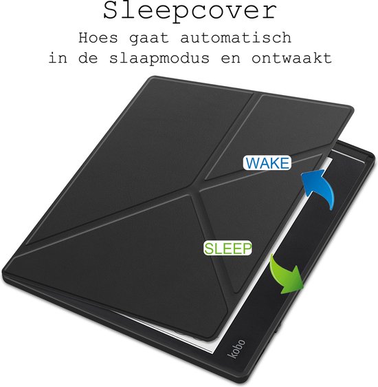 Hoes Geschikt voor Kobo Elipsa 2E Hoesje Bookcase Cover Hoes Trifold - Hoesje Geschikt voor Kobo Elipsa 2E Hoes Cover Case - Zwart van GigaGunstig — afbeelding 3