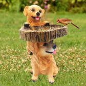 Mangeoire à oiseaux en résine avec motif de chien mignon – Apportez du plaisir et de la fonctionnalité à votre jardin – 9 x 10 x 19 cm.