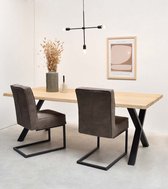 Luxe Eiken Boomkant Tafel - 90x180 cm - Opgebouwd eiken tafelblad - Onbehandeld blank eikenhout - Rustiek en Eigentijds - Perfect voor Eetkamer of Vergaderruimte