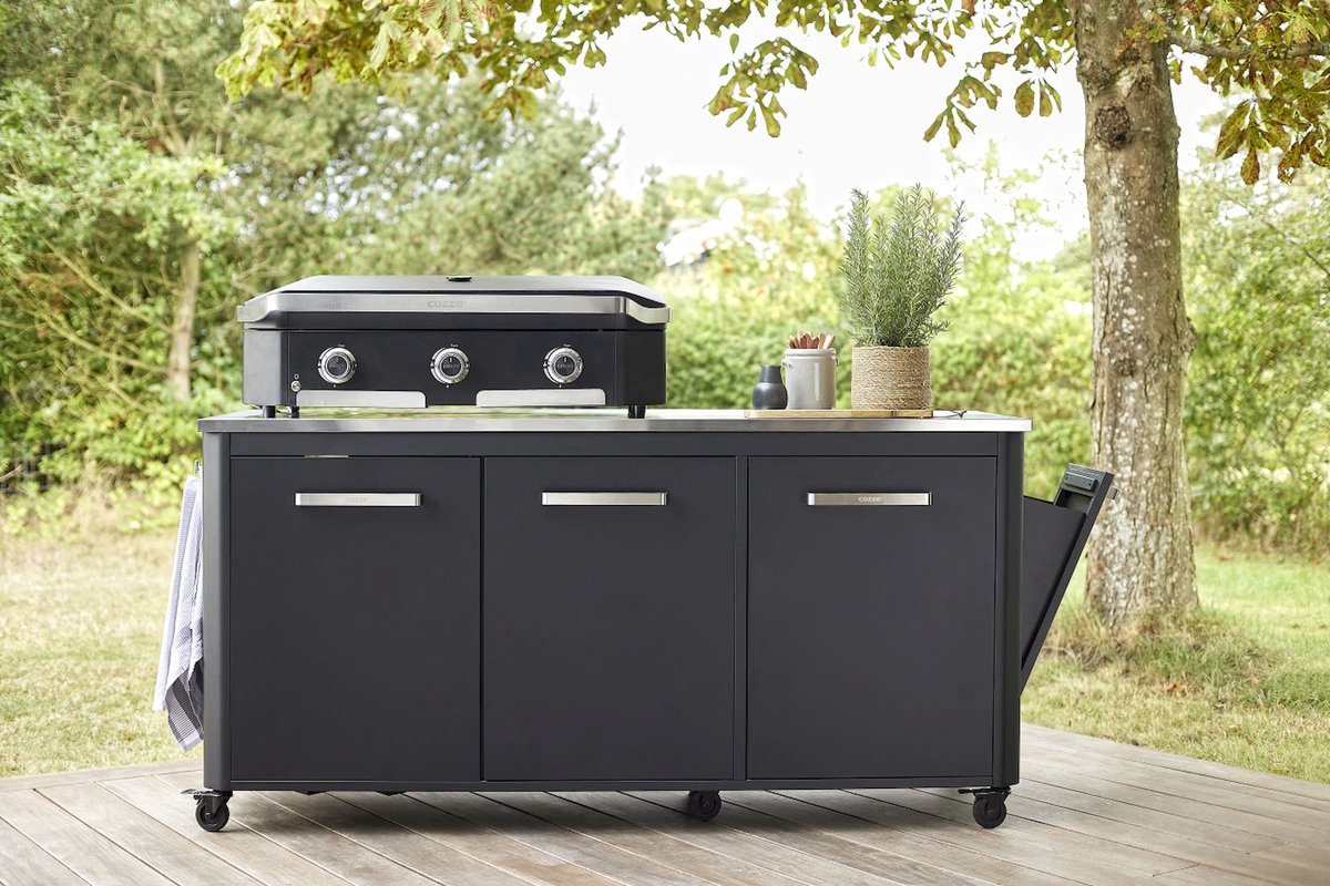 Cozze® Outdoor Kitchen - Buitenkeuken BBQ Station - Verrijdbaar - RVS Werkblad - Opklapbare Zijtafels - 180 cm – foto 5
