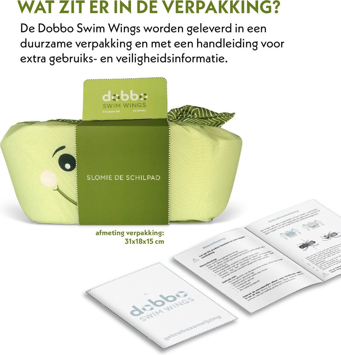 DOBBO Slomie de Schildpad - Puddle Jumper - Zwembandjes - Zwemvest - Zwemvleugels - voor Kind van 2 tot 6 jaar - 15 tot 30kg - Groen — afbeelding 11