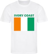 Ivoorkust - Ivory Coast - T-shirt Wit - Voetbalshirt - Maat: 134/140 (M) - 9 - 10 jaar - Landen shirts