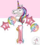 * Snoes * Unicorn * Eenhoorn Rainbow XL * Eerste verjaardag * Hoera 1 Jaar * Birthday * Ballon Cijfer 1
