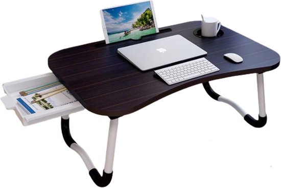 Bedtafels - Laptopstandaard - Laptoptafel - Schoottafel - Bedtafel - Zwartbruin - 60 x 40 x 27 cm