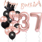 Snoes Ballonnen 37 Jaar Feestpakket – Versiering – Verjaardag Set Liva Rose Cijferballon 37 Jaar - Heliumballon