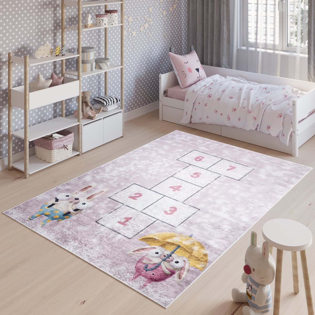 Tapiso Emma Vloerkleed Speeltapijt Roze Kinderkamer Tapijt Maat- 120x170