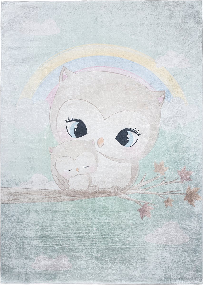 TAPISO Emma Teppich, Waschbar Bei 30°C - Bunt, Jungle Design Mit Löwe & Elefant, 140x200 Cm