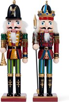 THE TWIDDLERS 2 Grote Houten Kerst Notenkraker Soldaat met Standaard, 30cm - Traditionele Kerstdecoratie - Stevige & Premium Kwaliteit
